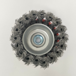 Twisted Cup Brush for removing rust, paint as well as polishing.